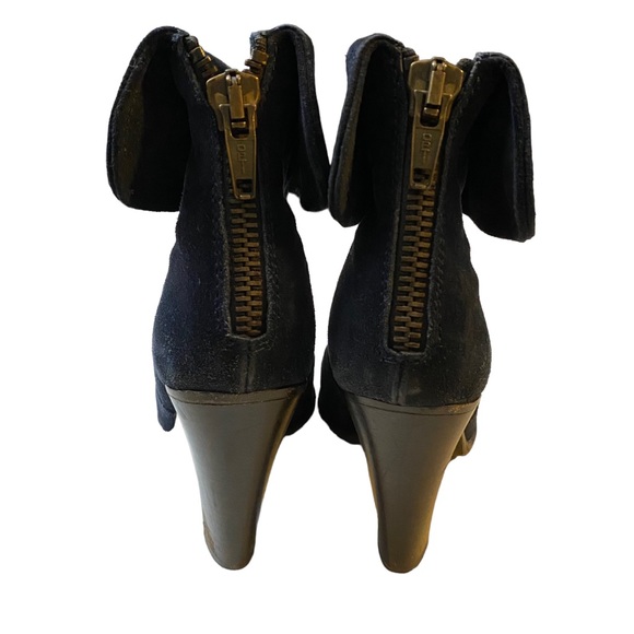 Lockharte Suede Leather Fold-Over Heeled Platform Booties Size 7 - Picture 7 of 11